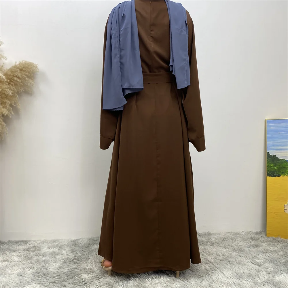 Hot Sell Popular Simple Nida Abaya Long Dress Pure Color A-line Loose Sleeves Dresses Dubai UK Modest Elegant Dress Hot Sell Popular Simple Nida Abaya Long Dress Pure Color A-line Loose Sleeves Dresses Dubai UK Modest Elegant Dress