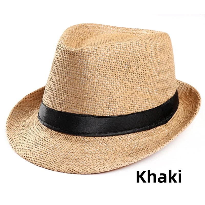 Summer Womens Men Outdoor Sunhat Bucket Straw Hat Retro Cowboy Jazz Hat Fishierman Panama Cap Travel Unisex Beach Foldable Hat