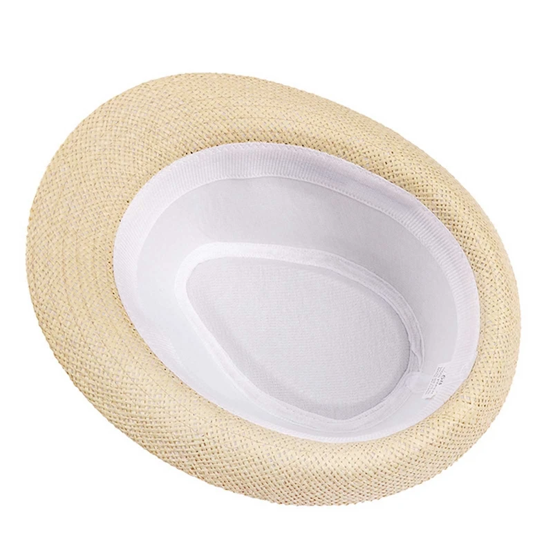 Summer Womens Men Outdoor Sunhat Bucket Straw Hat Retro Cowboy Jazz Hat Fishierman Panama Cap Travel Unisex Beach Foldable Hat