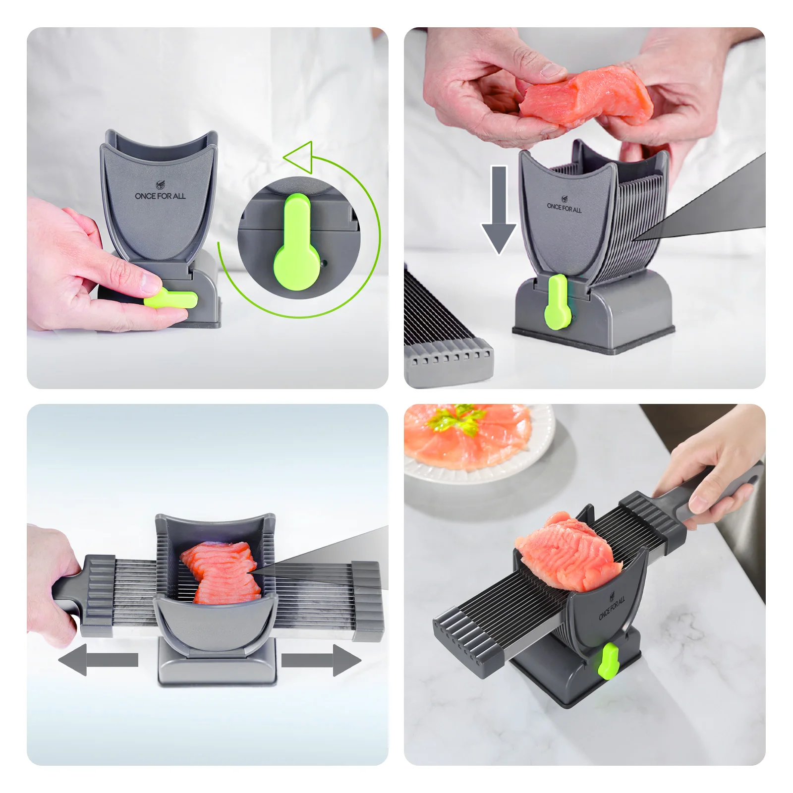 ONCE for All Meat Slicer and Cleaver Kitchen Knife Set for Meat Slicing and Shredding, Manual Fresh Meat Cutter, Slicer for Beef