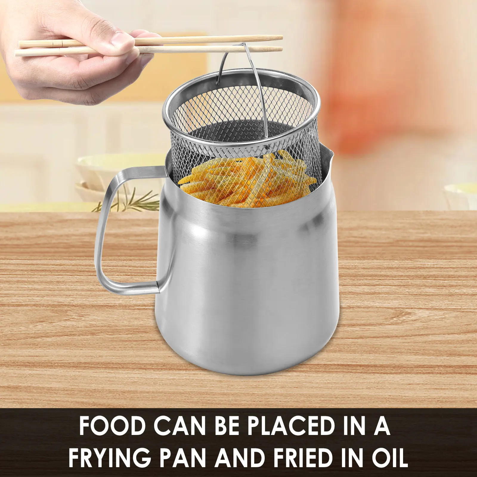 2/1.5L Oil Filter Fry Basket Oil Storage Can Pot Stainless Steel Oil Strainer Pot with Fine Mesh Strainer Grease Container Kitch