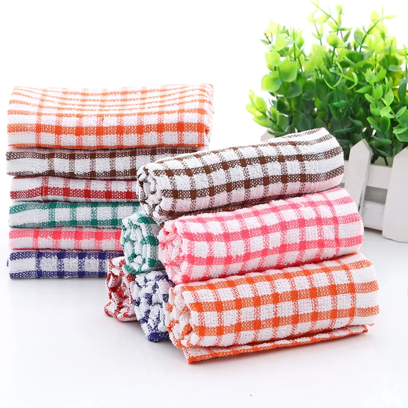6Pcs Cotton Kitchen Tea Towels Absorbent Lint Free Catering Restaurant Cloth Dish Towels Cleaning Cloth Kitchen Cleaning Towel