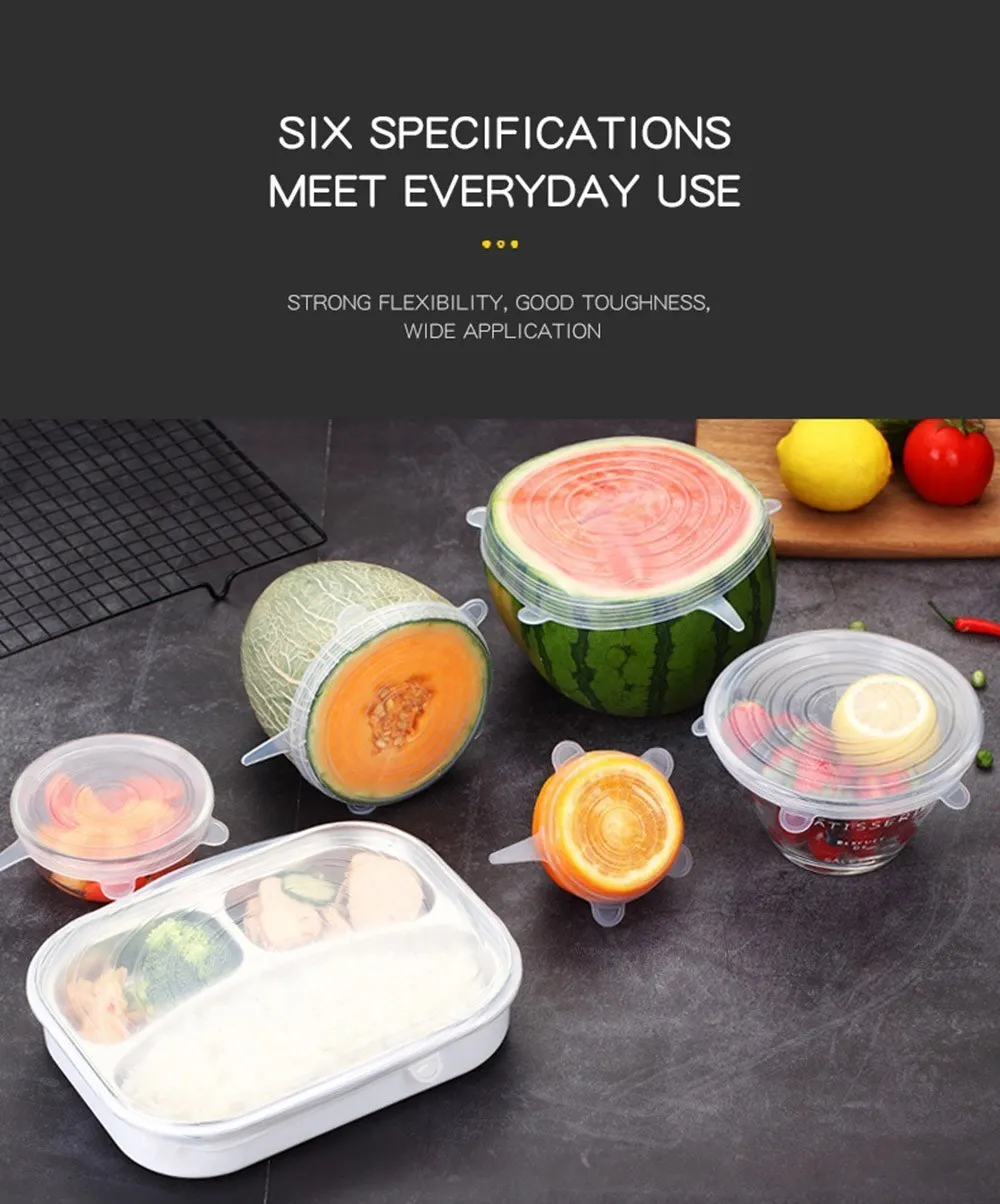 6 Pcs Silicone Cover Stretch Lids for Kitchen Microwave Food Covers Bowl Caps Elastic Silicone Lid Cap Universal Adaptable Lids 6 Pcs Silicone Cover Stretch Lids for Kitchen Microwave Food Covers Bowl Caps Elastic Silicone Lid Cap Universal Adaptable Lids