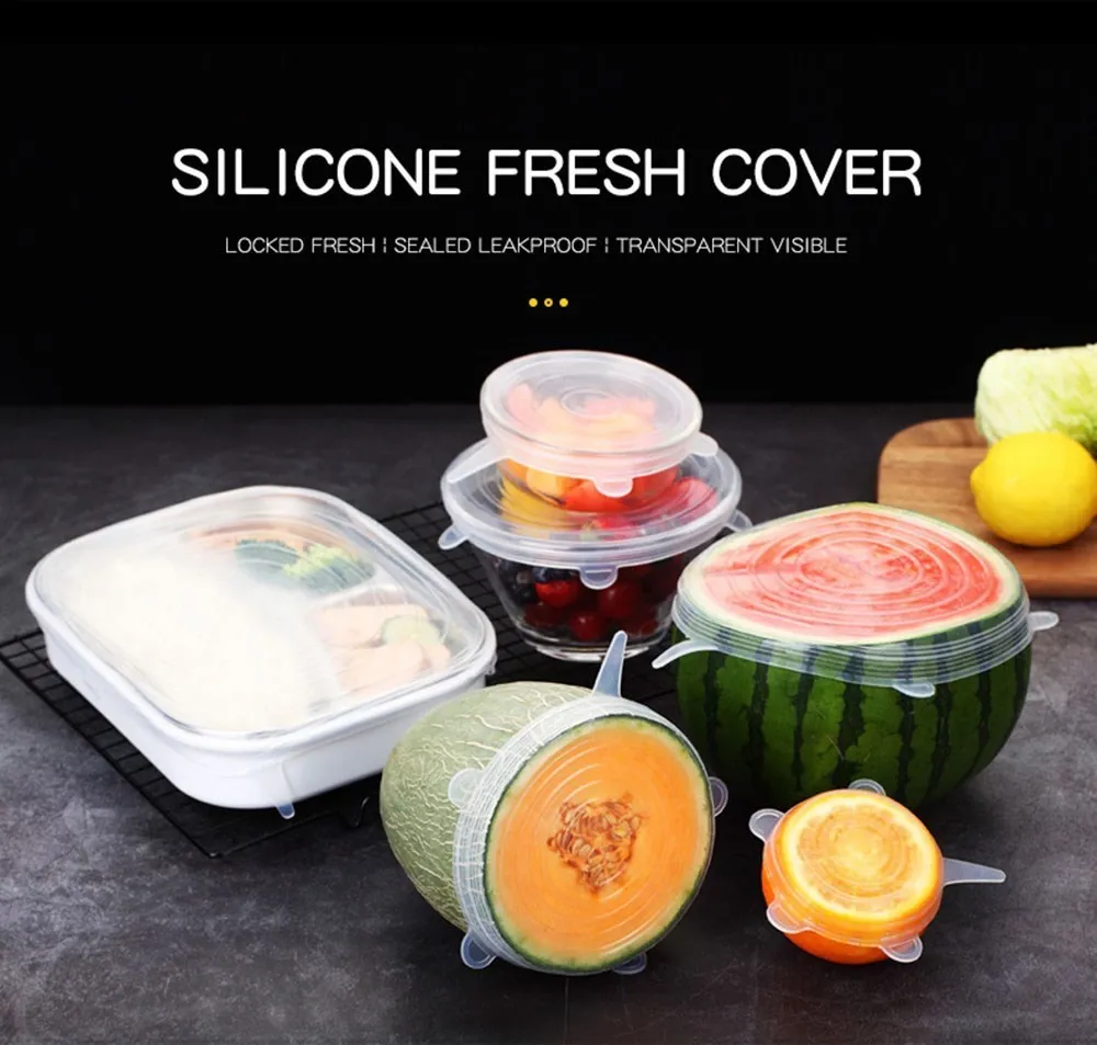 6 Pcs Silicone Cover Stretch Lids for Kitchen Microwave Food Covers Bowl Caps Elastic Silicone Lid Cap Universal Adaptable Lids 6 Pcs Silicone Cover Stretch Lids for Kitchen Microwave Food Covers Bowl Caps Elastic Silicone Lid Cap Universal Adaptable Lids