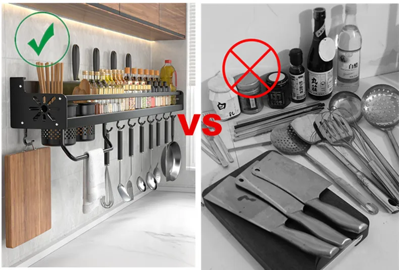 Kitchen Organizer Shelf Wall-mounted Spice Storage Rack Kitchen Knife Holder Wall Seasoning Chopstick Spoon Shovel Storage Sheif Kitchen Organizer Shelf Wall-mounted Spice Storage Rack Kitchen Knife Holder Wall Seasoning Chopstick Spoon Shovel Storage Sheif