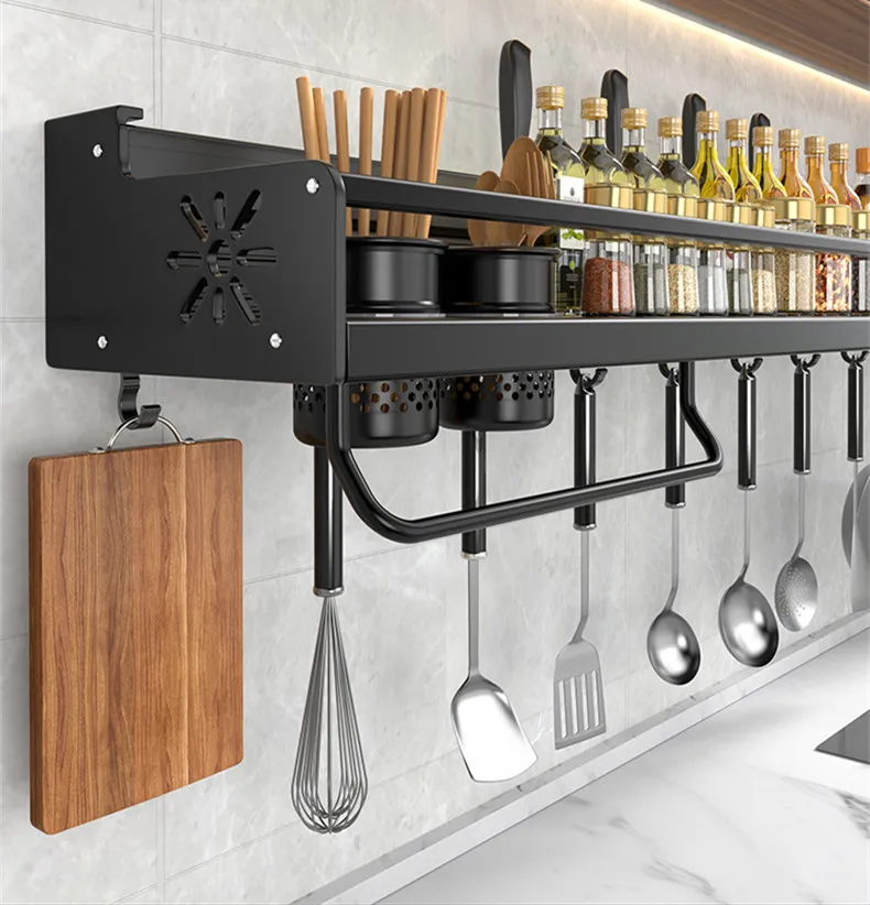 Kitchen Organizer Shelf Wall-mounted Spice Storage Rack Kitchen Knife Holder Wall Seasoning Chopstick Spoon Shovel Storage Sheif Kitchen Organizer Shelf Wall-mounted Spice Storage Rack Kitchen Knife Holder Wall Seasoning Chopstick Spoon Shovel Storage Sheif
