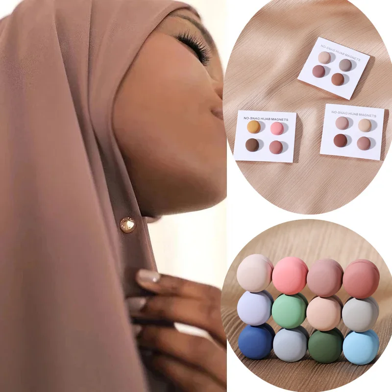 35 Colors Hijab Scarf Brooch Strong Metal Magnetic Hijab Clip Accessories No Hole Pins Brooches Muslim Women Shawl Magnet Buckle
