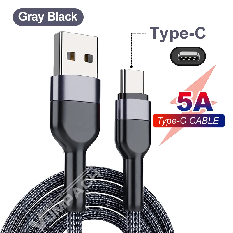 5A USB Type C Cable Wire For Samsung S10 S20 Xiaomi mi 11 Mobile Phone Fast Charging USB C Cable Type-C Charger  huawei Cables