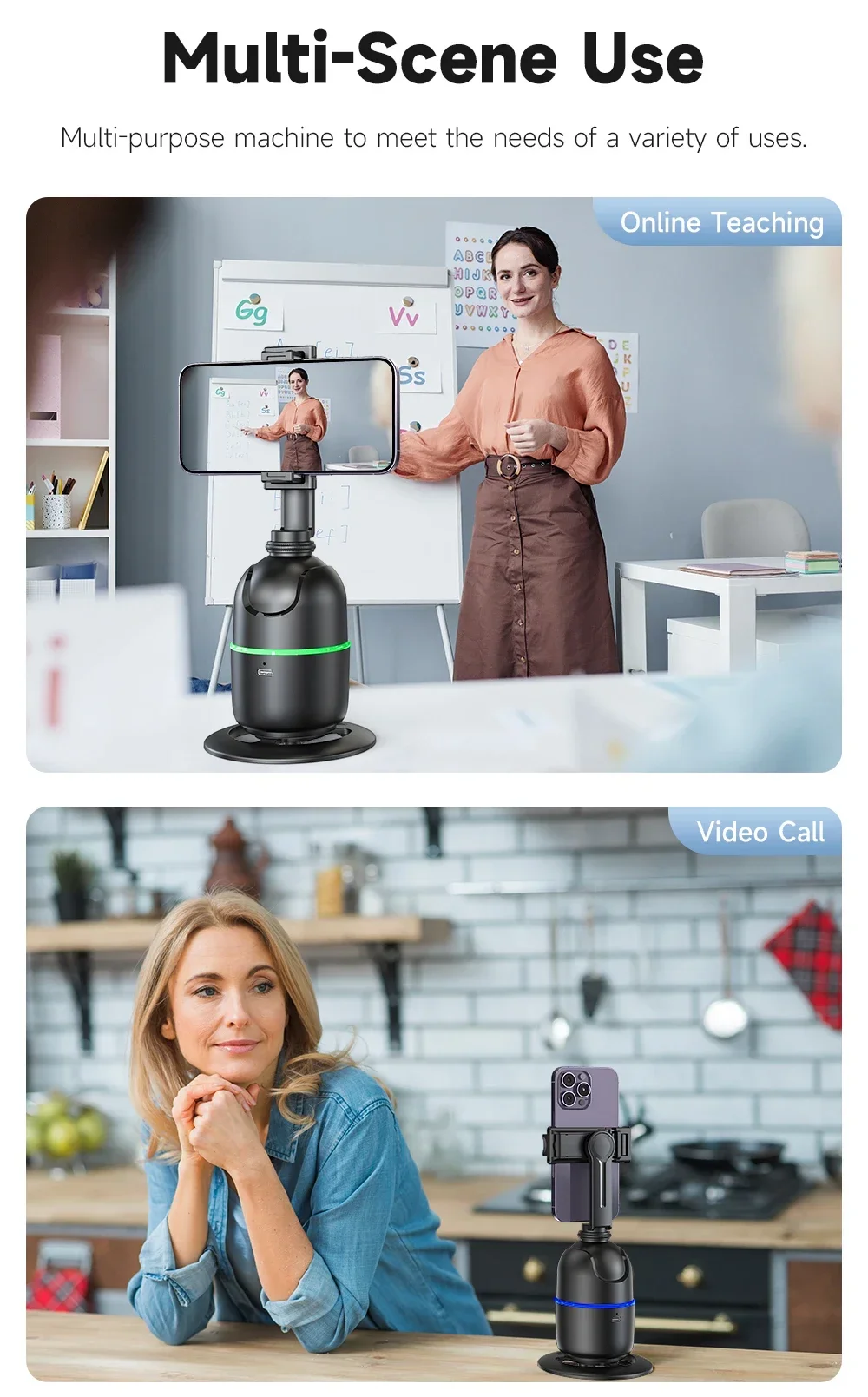 VIKEFON 360° Smart Auto Face Tracking Gimbal Stabilizer Selfie Stick Tripod with Gesture Control for Camera Mobile Smartphone