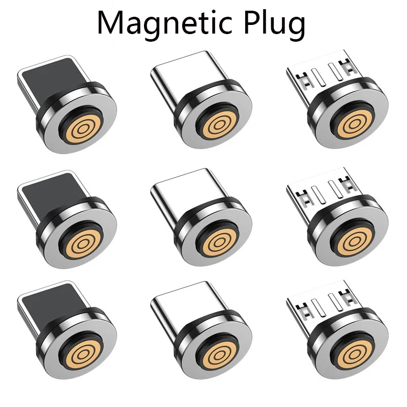 5PCS 7PIN Magnetic Cable Plug Round Fast Charging Adapter Tips for IPhone Samsung Huawei Xiaomi Red Mi OPPO Magnet Charger Plugs