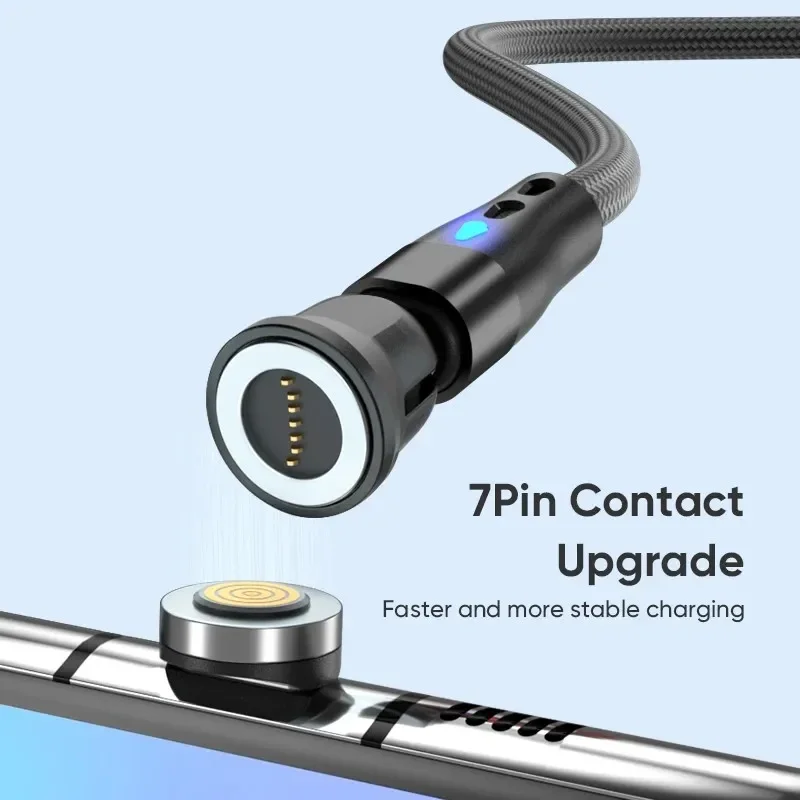 5PCS 7PIN Magnetic Cable Plug Round Fast Charging Adapter Tips for IPhone Samsung Huawei Xiaomi Red Mi OPPO Magnet Charger Plugs