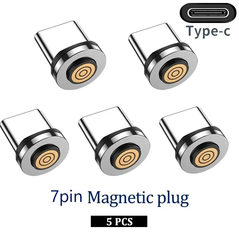 5PCS 7PIN Magnetic Cable Plug Round Fast Charging Adapter Tips for IPhone Samsung Huawei Xiaomi Red Mi OPPO Magnet Charger Plugs