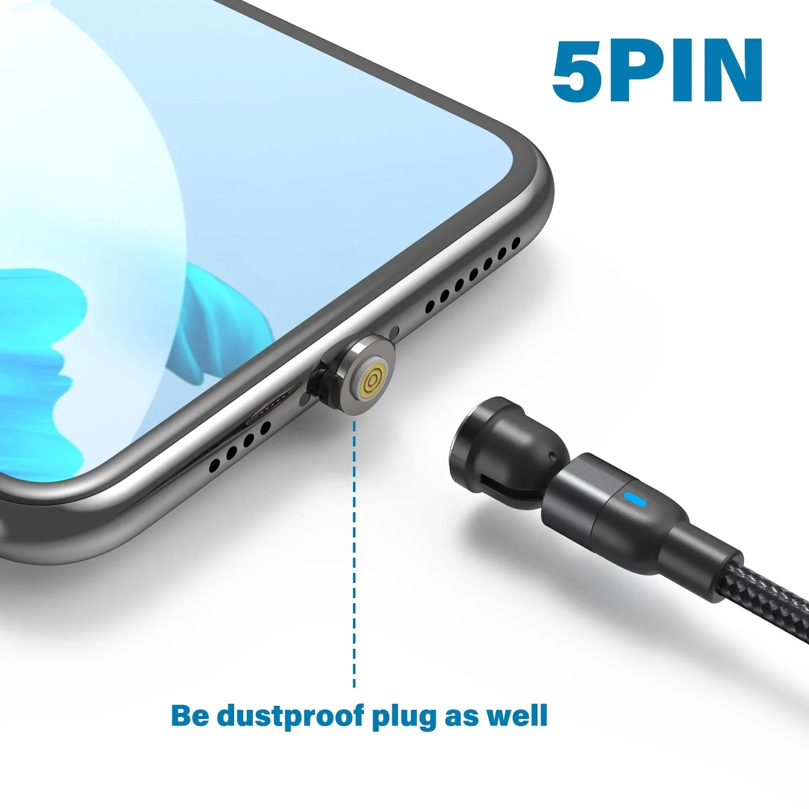 5PCS 7PIN Magnetic Cable Plug Round Fast Charging Adapter Tips for IPhone Samsung Huawei Xiaomi Red Mi OPPO Magnet Charger Plugs