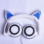 Cat ear head-mounted luminous foldable mobile phone music headset