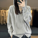 Hoodie Knitted Zipper Thickening Coat - Image 4