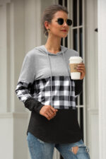 Best selling check stitching hooded sweater - Image 9