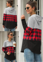 Best selling check stitching hooded sweater - Image 3