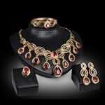 Set Jewelry Fashion Gems Necklace And Earrings Alloy Jewelry