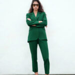 Women's Fitted Blazer High Waist Pleated Pants Set