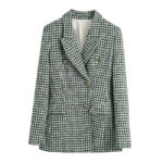 Women's Textured Double-breasted Blazer Flared Pants