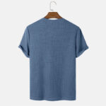 Men Summer Solid Color Round Neck Basic T-Shirts - Image 5