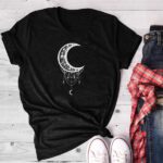 Sun Moon Women Tshirt O-neck T Shirt Women Cotton Printed Camiseta Mujer Short Sleeve Tshirt - Image 4