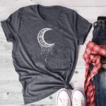 Sun Moon Women Tshirt O-neck T Shirt Women Cotton Printed Camiseta Mujer Short Sleeve Tshirt - Image 3