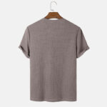 Men Summer Solid Color Round Neck Basic T-Shirts - Image 3