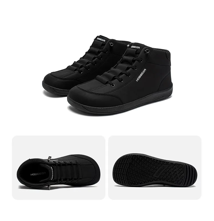 HOBIBEAR Mid Top Barefoot Shoes Mens Womens Wide Toe Ankle Boots Outdoor Non-Slip Artificial Leather Shoes