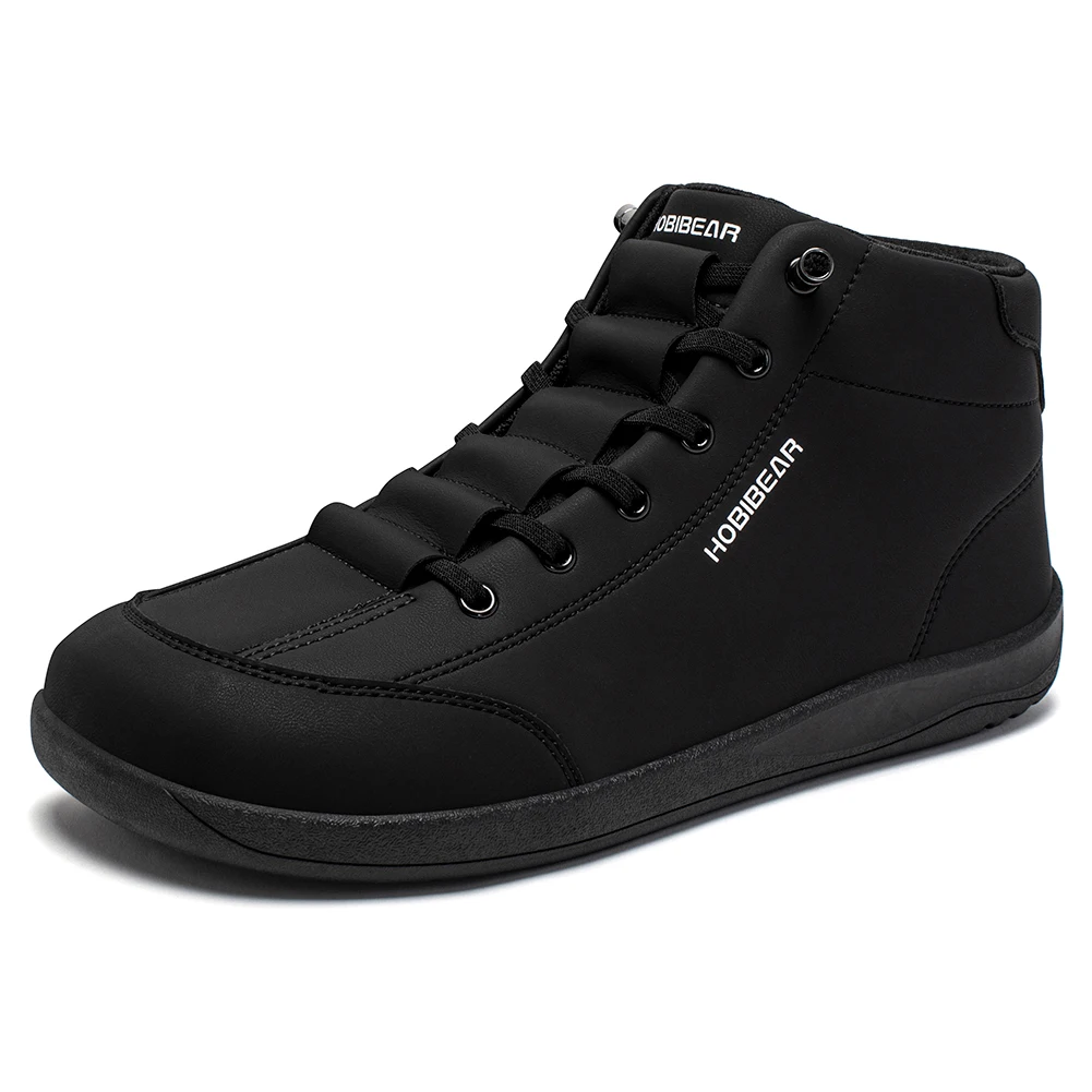 HOBIBEAR Mid Top Barefoot Shoes Mens Womens Wide Toe Ankle Boots Outdoor Non-Slip Artificial Leather Shoes
