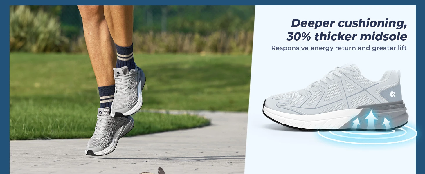 Fittington Extra Wide Men's Walking Shoes Wide Width Comfort Sneakers Non Slip Trainers With Arch Support For Flat Feet Plantar