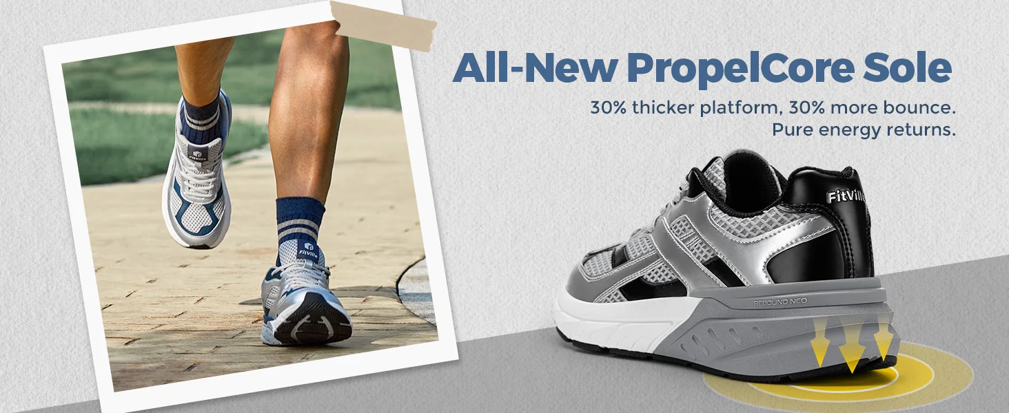 Fittington Extra Wide Men's Walking Shoes Wide Width Comfort Sneakers Non Slip Trainers With Arch Support For Flat Feet Plantar