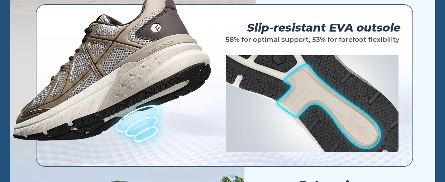 Fittington Extra Wide Men's Walking Shoes Wide Width Comfort Sneakers Non Slip Trainers With Arch Support For Flat Feet Plantar