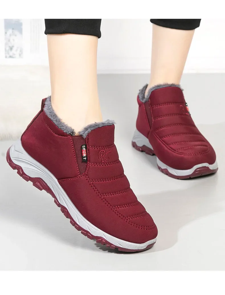 Thickened Fleece Winter Snow Boots Men's Casual Short Boot Warm Lycra Non-Slip PVC Bottom Shoes for Adult Men in Winter