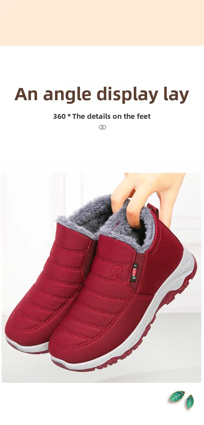 Thickened Fleece Winter Snow Boots Men's Casual Short Boot Warm Lycra Non-Slip PVC Bottom Shoes for Adult Men in Winter