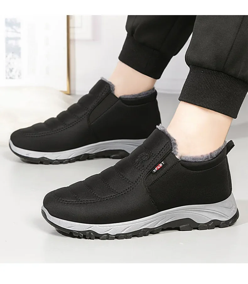 Thickened Fleece Winter Snow Boots Men's Casual Short Boot Warm Lycra Non-Slip PVC Bottom Shoes for Adult Men in Winter