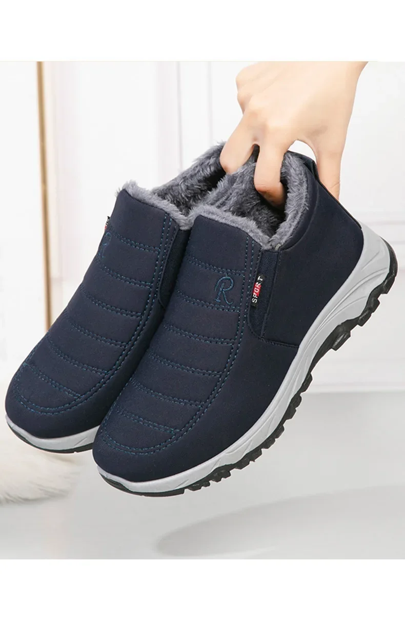 Thickened Fleece Winter Snow Boots Men's Casual Short Boot Warm Lycra Non-Slip PVC Bottom Shoes for Adult Men in Winter