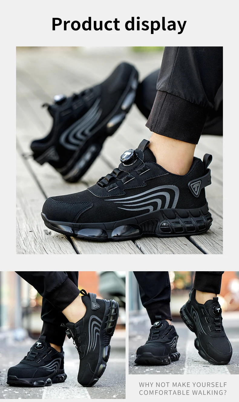Rotary button new safety shoes for men, anti-impact and anti-piercing work shoes, fashionable men's sports shoes, and safety pro Rotary button new safety shoes for men, anti-impact and anti-piercing work shoes, fashionable men's sports shoes, and safety pro