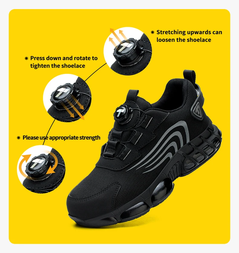 Rotary button new safety shoes for men, anti-impact and anti-piercing work shoes, fashionable men's sports shoes, and safety pro Rotary button new safety shoes for men, anti-impact and anti-piercing work shoes, fashionable men's sports shoes, and safety pro