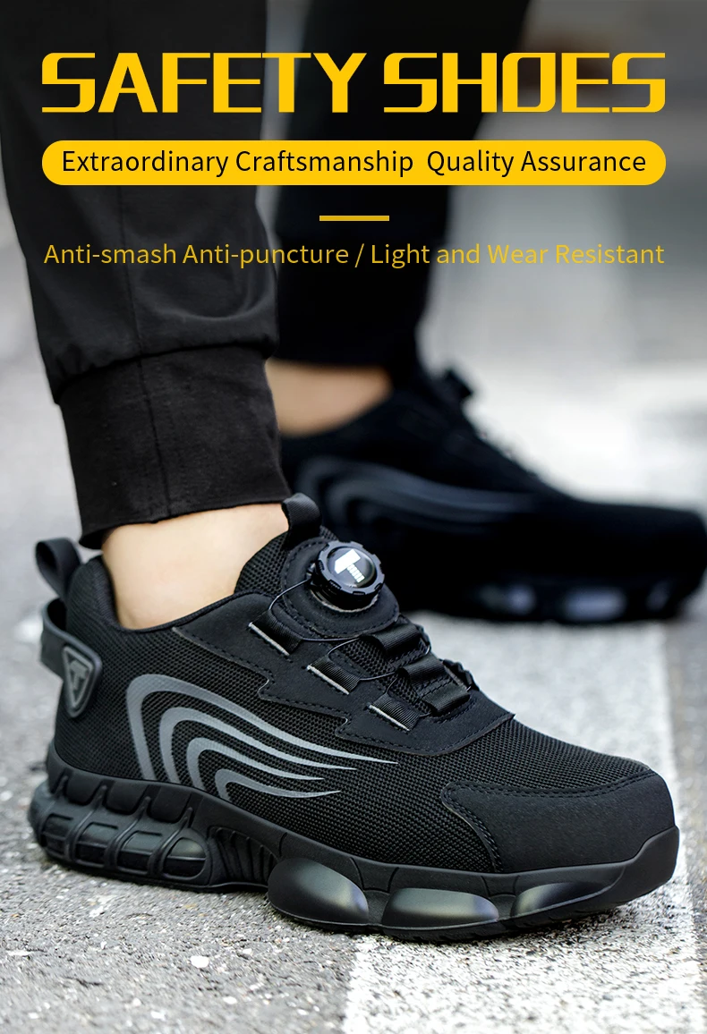 Rotary button new safety shoes for men, anti-impact and anti-piercing work shoes, fashionable men's sports shoes, and safety pro Rotary button new safety shoes for men, anti-impact and anti-piercing work shoes, fashionable men's sports shoes, and safety pro