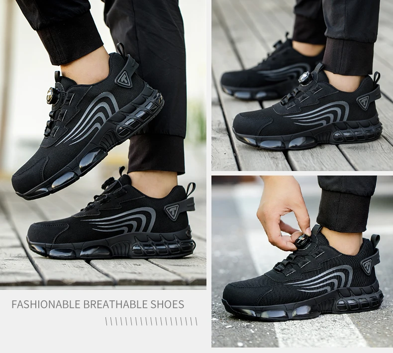 Rotary button new safety shoes for men, anti-impact and anti-piercing work shoes, fashionable men's sports shoes, and safety pro Rotary button new safety shoes for men, anti-impact and anti-piercing work shoes, fashionable men's sports shoes, and safety pro