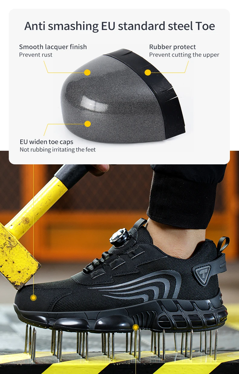 Rotary button new safety shoes for men, anti-impact and anti-piercing work shoes, fashionable men's sports shoes, and safety pro Rotary button new safety shoes for men, anti-impact and anti-piercing work shoes, fashionable men's sports shoes, and safety pro