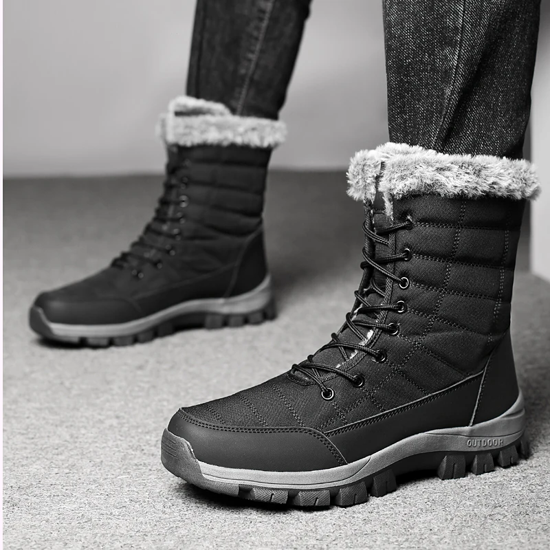 Winter Men's Snow Boots Warm Plush Anti slip Outdoor Hiking Boots Women's Mid length Boots Couple Sports Shoes Boots Size 36-48 Winter Men's Snow Boots Warm Plush Anti slip Outdoor Hiking Boots Women's Mid length Boots Couple Sports Shoes Boots Size 36-48
