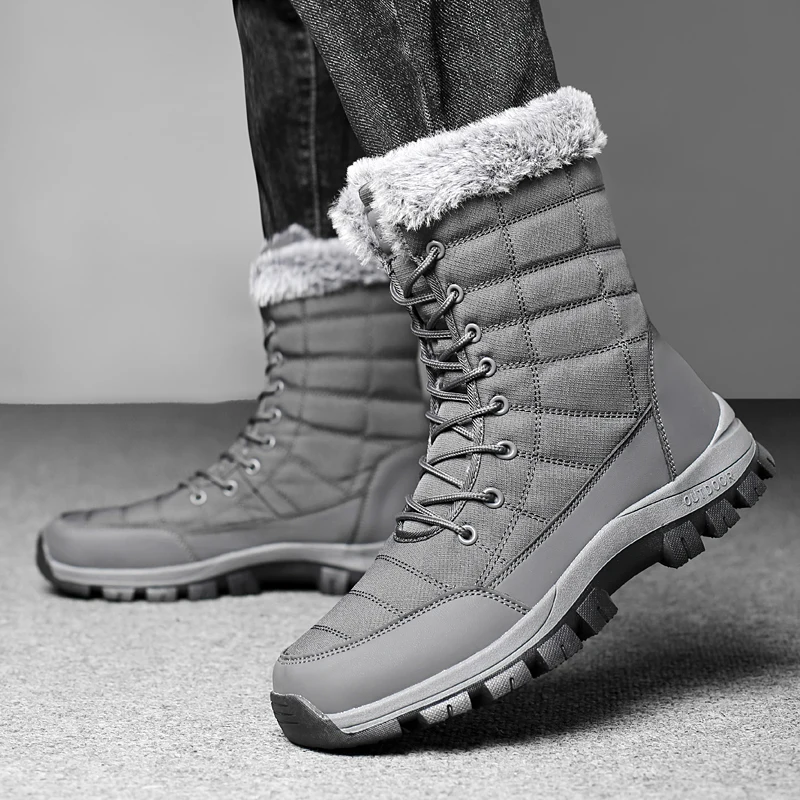 Winter Men's Snow Boots Warm Plush Anti slip Outdoor Hiking Boots Women's Mid length Boots Couple Sports Shoes Boots Size 36-48 Winter Men's Snow Boots Warm Plush Anti slip Outdoor Hiking Boots Women's Mid length Boots Couple Sports Shoes Boots Size 36-48