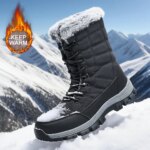 Winter Men's Snow Boots Warm Plush Anti slip Outdoor Hiking Boots Women's Mid length Boots Couple Sports Shoes Boots Size 36-48 - Image 2
