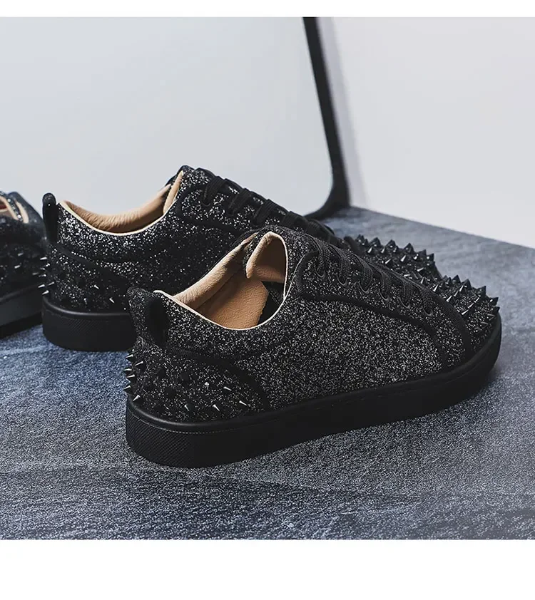 2025 New Men's Casual Shoes Comfortable Soft Punk Style Board Shoes Fashion Nail Anti Slip Wear Resistant Personalized Sneakers