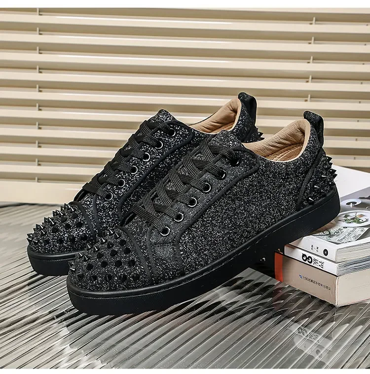 2025 New Men's Casual Shoes Comfortable Soft Punk Style Board Shoes Fashion Nail Anti Slip Wear Resistant Personalized Sneakers