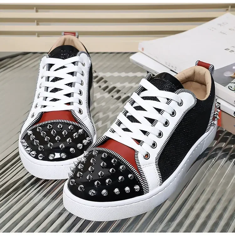 2025 New Men's Casual Shoes Comfortable Soft Punk Style Board Shoes Fashion Nail Anti Slip Wear Resistant Personalized Sneakers