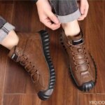 2025 Winter men's thick warm high top snow boots with soft soles anti slip wear-resistant simple comfortable cotton shoes