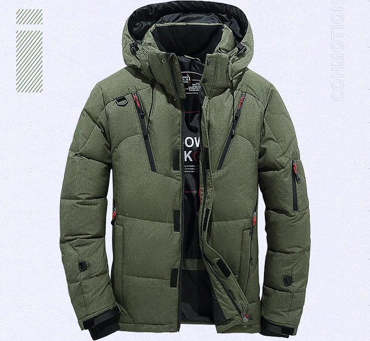 Down Jacket Men White Duck Winter Coat Windproof Warm Parkas Travel Camping Overcoat New in Thicken Solid Color Hooded Clothing